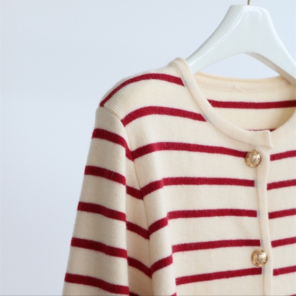 Last one!!! French Strip Sweater Cardigan - Picture 7 of 9